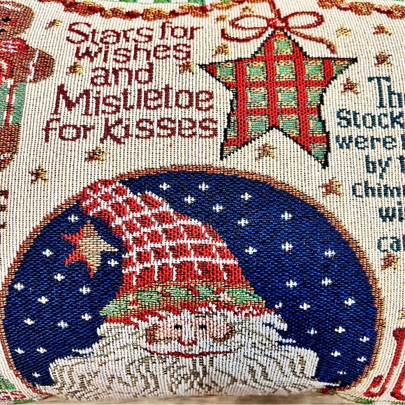 Vtg Set (2) Double Side Reversible Tapestry Christmas Throw Pillows 18x12” Plaid - Picture 4 of 14